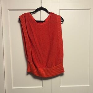 Women's Orange Sleeveless Sweater Top